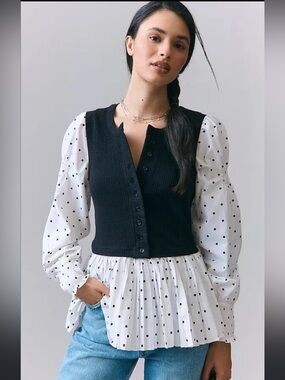 Anthropologie Layered Twofer Long-Sleeve Top